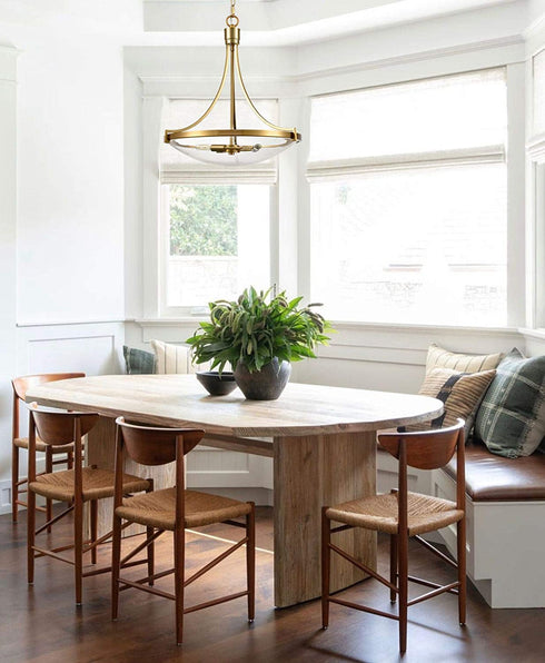 Scafati Modern Seeded Glass Pendant Light Brass Finish-3 Light